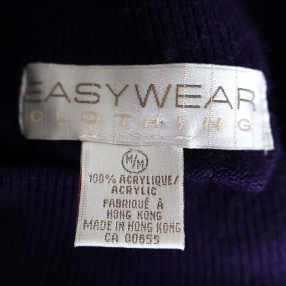 Deep Purple Mock Neck  Sweater -  Size M -  Easy Care Acrylic - Picture 3 of 8